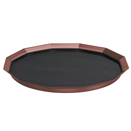 Service Ideas Paneled Tray with Removable Insert, 14"diameter, Stainless Steel, Rose Gold TRPN1614RIBSRG